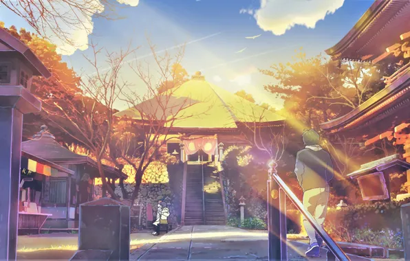 Autumn, girls, temple, male