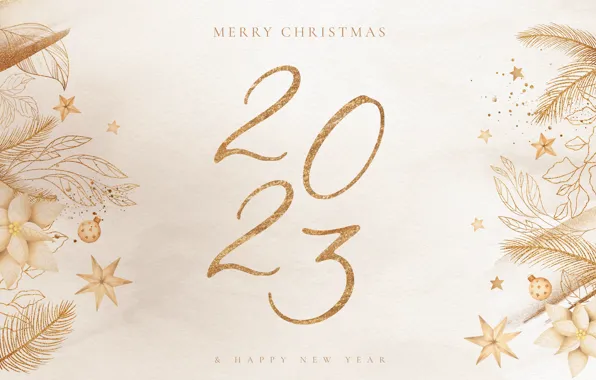 Picture leaves, stars, flowers, paper, sprig, the inscription, figure, new year