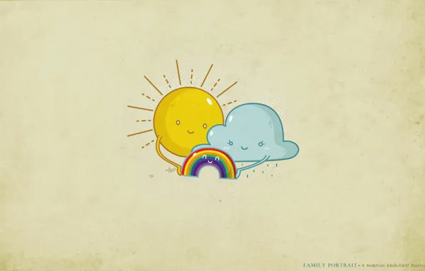 The sun, joy, family, Rainbow, cloud