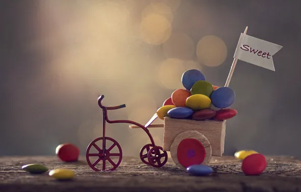 Picture bike, candy, truck, Sweet
