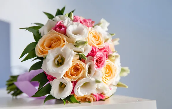 Roses, colorful, gentle, beautiful, Roses, lovely, wedding, eustoma