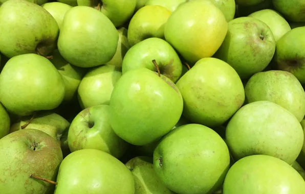 Apples, fruit, a bunch, green, closeup