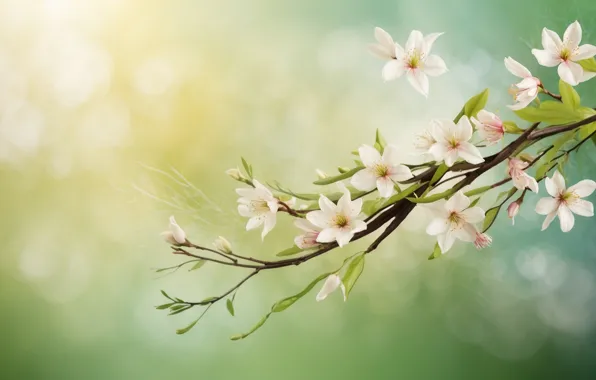 Flowers, green background, composition, AI art, neural network