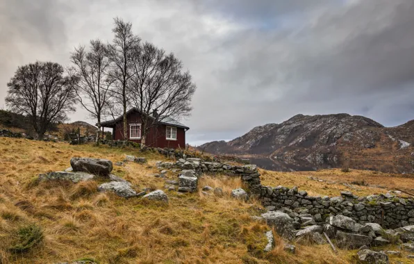 Picture lake, house, mountain