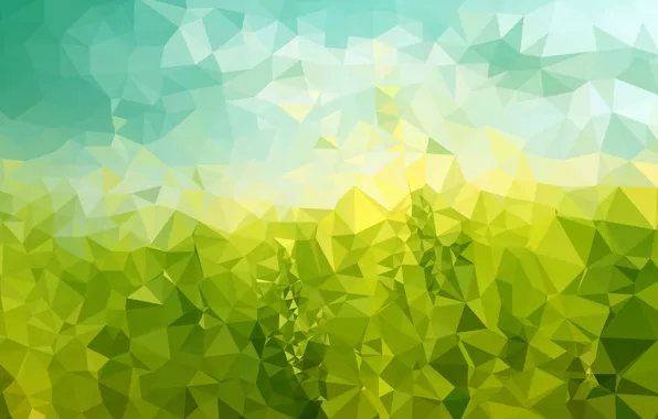 Field, the sky, grass, line, paper, yellow, blue, triangles