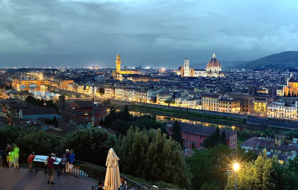 Picture bridge, river, hdr, Italy, Florence, Duomo, The Ponte Vecchio, Arno