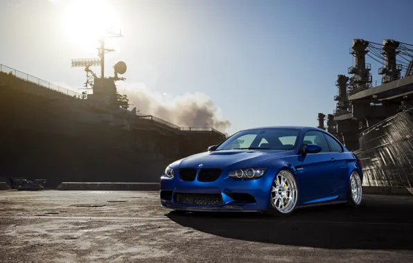 Picture the sky, the sun, blue, smoke, bmw, BMW, blue, e92