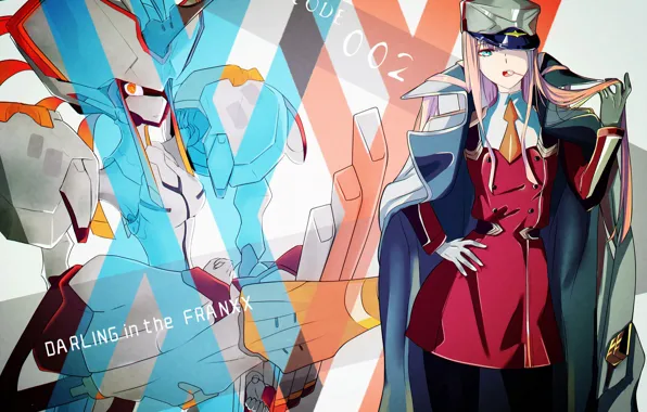 Girl, background, being, Darling in the FranXX