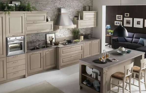Style, Villa, interior, Italy, kitchen, dining room, dining area, Italian design
