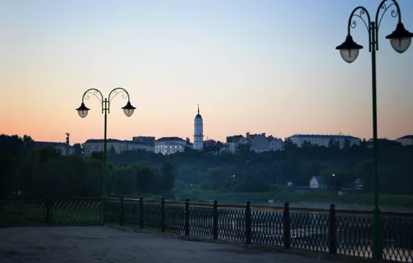 Picture #city, #Mogilev, #town hall, #evening, #lake, #Wallpaper