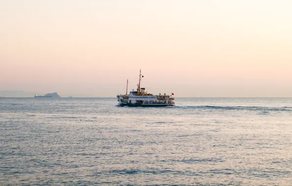 Sea, fog, coast, ship, haze, Turkey, the ship, swimming