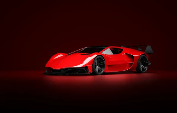 Red, Auto, Machine, Style, Background, Red, Car, Art