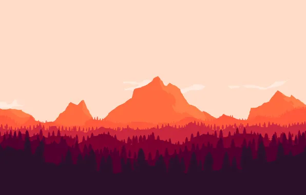 The evening, Mountains, The game, Forest, View, Hills, Landscape, Campo Santo