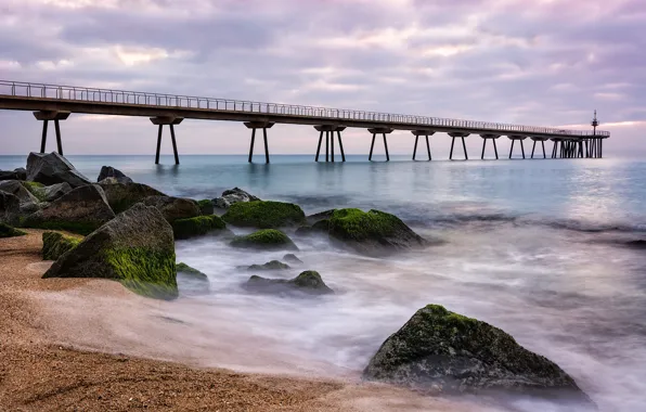 Picture bridge, coast, Spain, Spain, Catalonia, Badalona, Pont del Petroli, Badalona