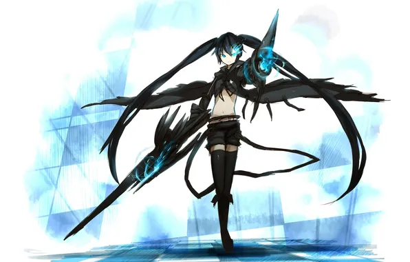 Picture girl, weapons, anime, art, black rock shooter, insane black rock shooter, Mato KURO, shirogane usagi