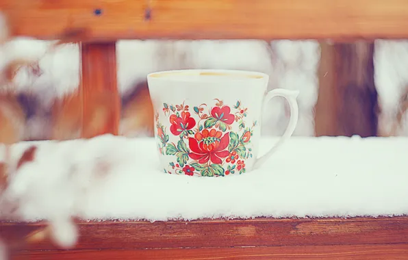 Winter, village, mug