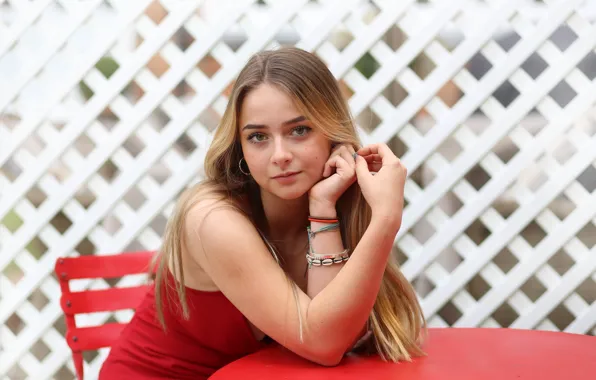 Picture girl, portrait, cutie, Beautiful Connie in Red