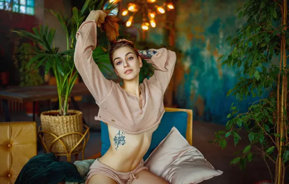 Picture look, girl, pose, figure, tattoo, Marina, Ivan Kovalev