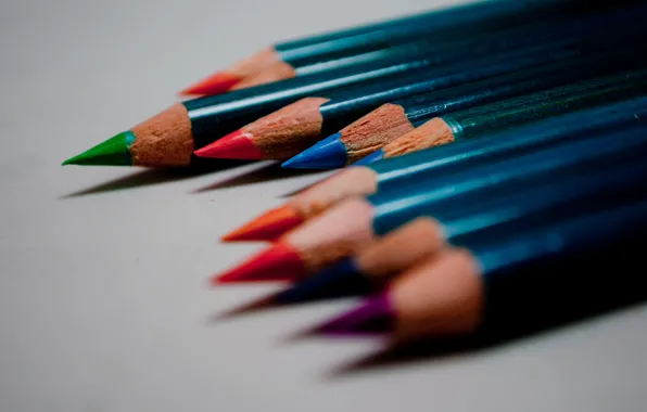 Macro, colored, color, pencils, drawing