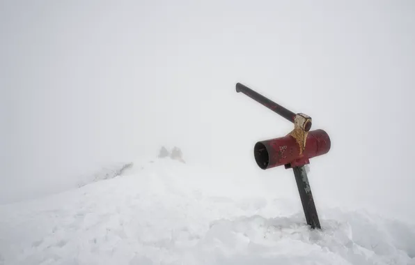 Winter, snow, axe