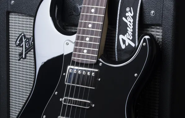 BLACK, FIRM, GUITAR, COLUMN, LOGO, GRIF, STRINGS, DECA