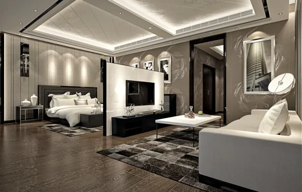 Wallpaper room, furniture, interior, living room, bedroom, design