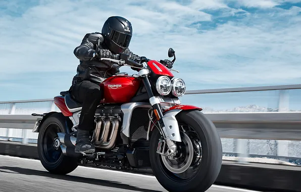 Road, the sky, clouds, speed, motorcycle, bike, motorcyclist, road