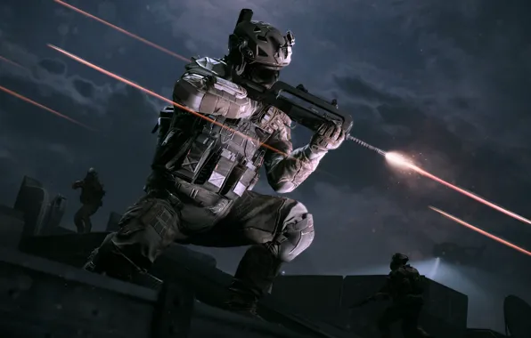 Night, weapons, people, the game, shooting, Warface, Hunting, Survival