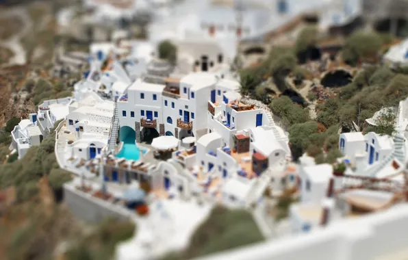 Picture home, white, Tilt-Shift, Greece, Santorini