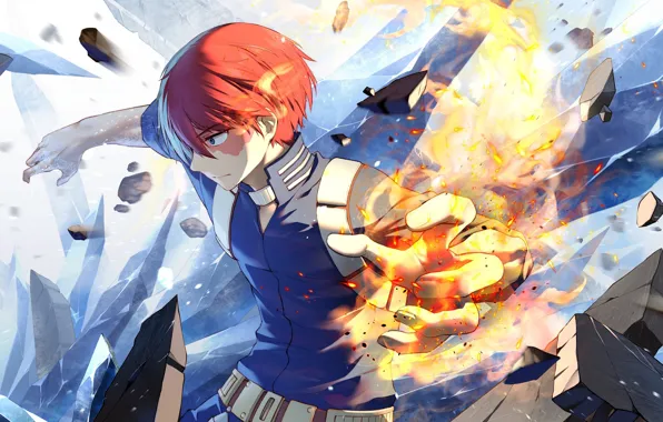 Fire, flame, power, guy, My hero Academy, fad, Boku No Hero Academy, Todoroki Shoto