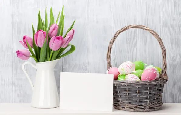 Flowers, Easter, tulips, happy, pink, flowers, tulips, spring