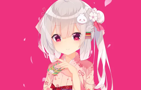 Background, girl, pink background