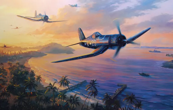 Picture aircraft, war, art, airplane, painting, aviation, drawing, ww2
