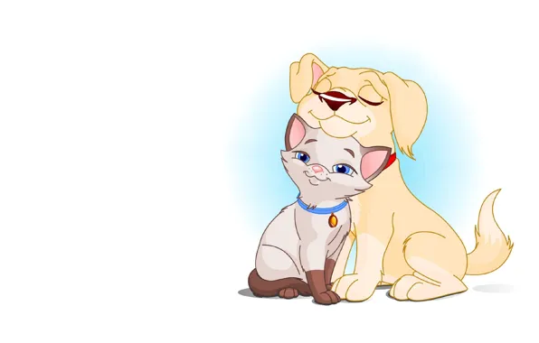 Picture background, mood, friendship, puppy, kitty, children's