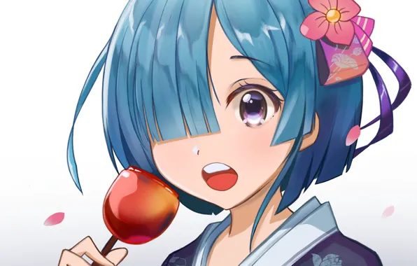 Background, portrait, girl, REM, Re Zero Kara Hajime Chip Isek Or Seikatsu, toffee Apple, Life …