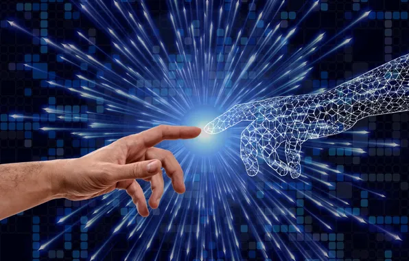 Network, hands, fingers, The Creation Of Adam, contact, digitization, digital technology, digitalization