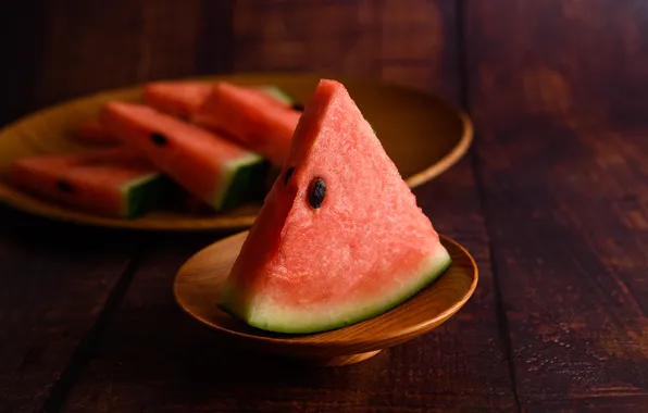 Watermelon, plate, slices, saucer, slices, piece, slice