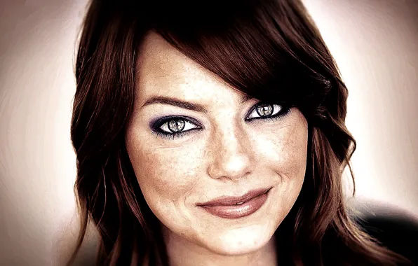 Face, smile, makeup, actress, freckles, beautiful, Emma Stone, beautiful eyes