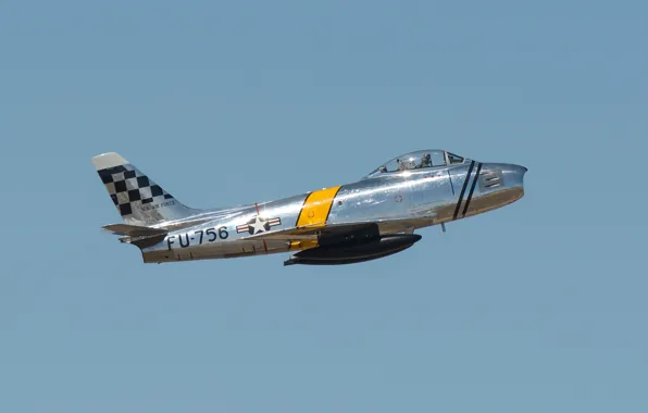 The sky, flight, the plane, pilot, F-86 Sabre