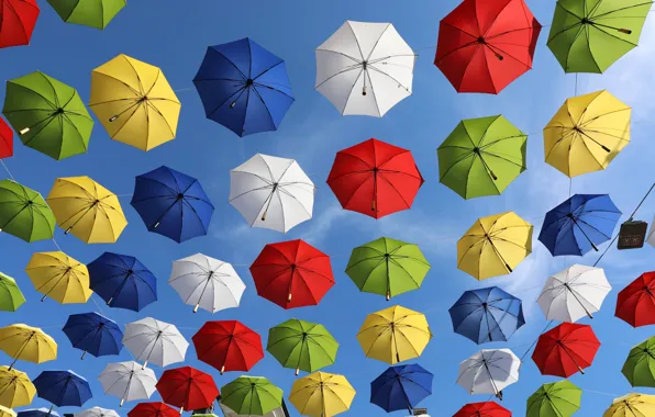 The sky, the sun, umbrellas, colorful