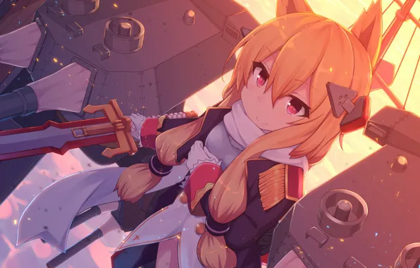 Picture girl, anime, Azur Lane, red