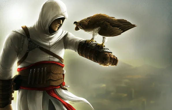 Picture bird, eagle, assassins creed, Altair, assassin