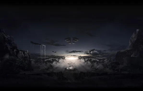 The sun, stones, flying