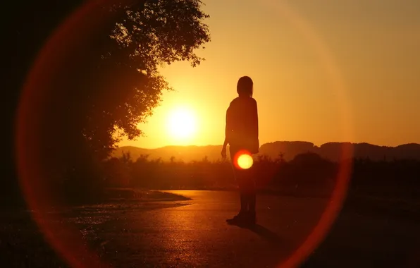 Sunset, nature, silhouette, shadow. people