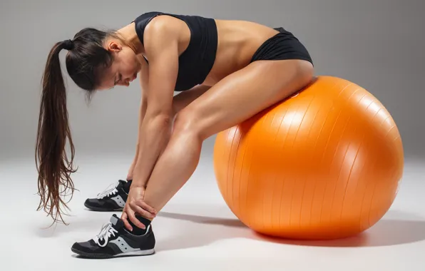 Ball, female, workout, fitness