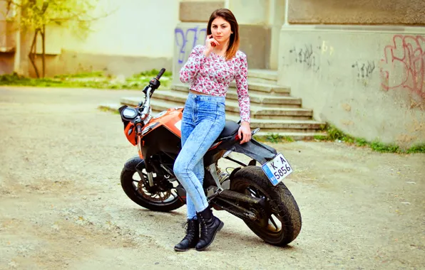 Picture Girl, Model, KTM, Bike, Fashion, Portrait, Motorbike, Bulgaria
