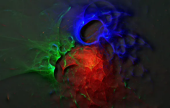 Picture green, colorful, abstract, red, blue, digital art, Fractal