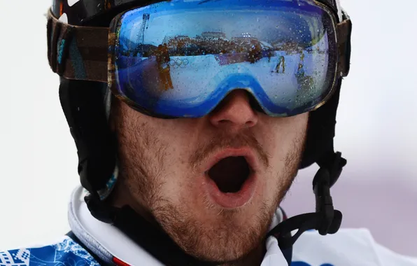 Reflection, glasses, Russia, wow, snowboarder, Sochi 2014, silver medalist, Nikolay Olyunin