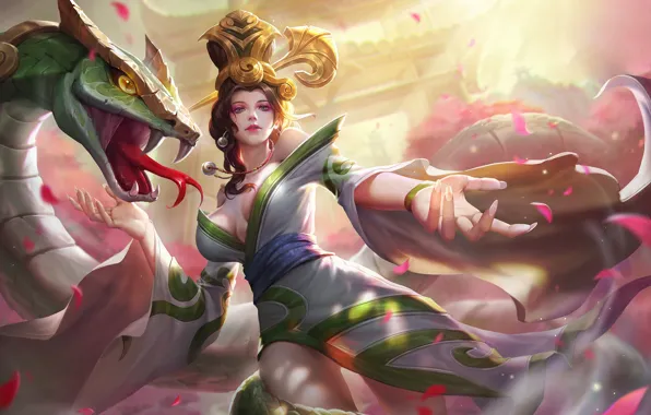 Girl, Snake, Style, Asian, Girl, Asia, Fantasy, Art