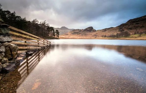 Landscape, lake, the fence
